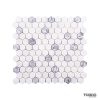 TUQCO Natural Stone 1" Hexagon Carrara - Silver Honed Marble Mosaic Tile
