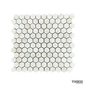 TUQCO Natural Stone 1" Hexagon Limestone Brushed Marble Mosaic Tile