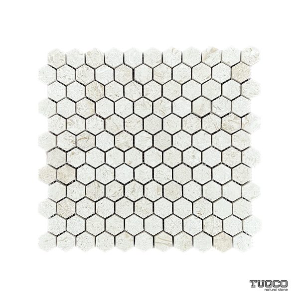 TUQCO Natural Stone 1" Hexagon Limestone Brushed Marble Mosaic Tile