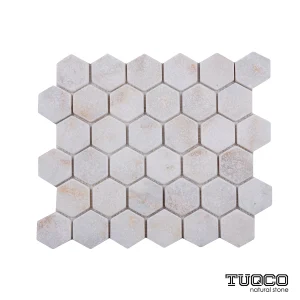TUQCO Natural Stone 2" Hexagon Golden Tumbled Marble Mosaic Tile