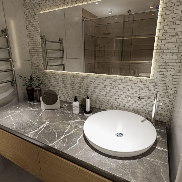 TUQCO Natural Stone Brick Carrara Polished Marble Mosaic Tile Washroom