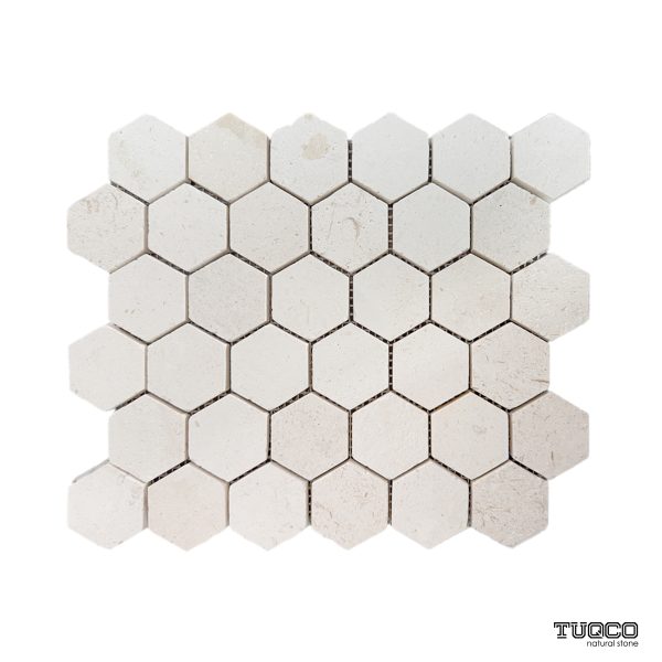 TUQCO Natural Stone 2" Hexagon Myra Honed Marble Mosaic Tile