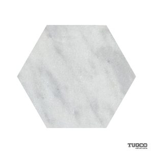TUQCO Natural Stone 8 Inch Hexagon Carrara Honed Marble Mosaic Tile