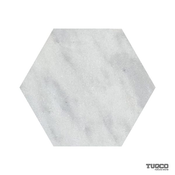 TUQCO Natural Stone 8 Inch Hexagon Carrara Honed Marble Mosaic Tile