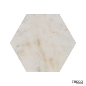 TUQCO Natural Stone 8 Inch Hexagon Carrara Gold Honed Marble Mosaic Tile