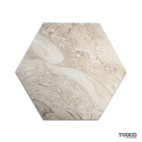 TUQCO Natural Stone 8 Inch Hexagon Limestone Brushed Marble Mosaic Tile
