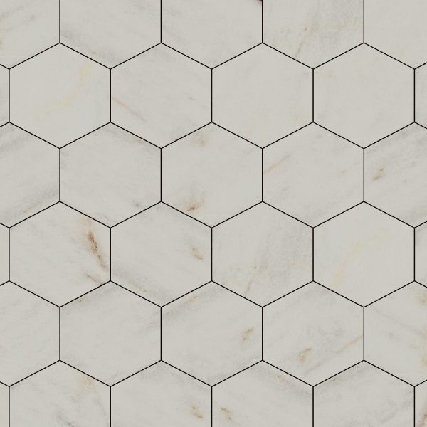 TUQCO Natural Stone 8 Inch Hexagon Golden Honed Marble Mosaic Tile - Image 2