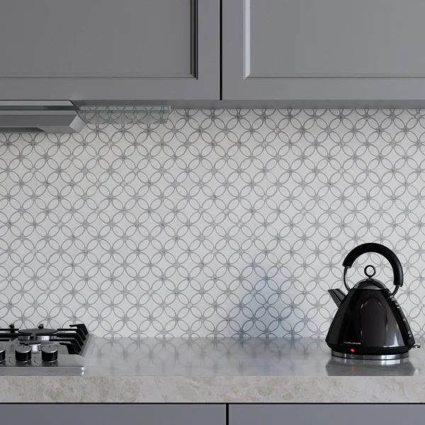 TUQCO Natural Stone Flower Carrara Tumbled Marble Mosaic Tile Kitchen