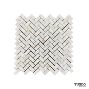 TUQCO Natural Stone Herringbone Golden Honed Marble Mosaic Tile