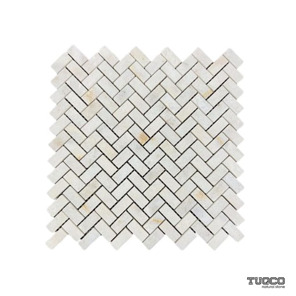 TUQCO Natural Stone Herringbone Golden Honed Marble Mosaic Tile