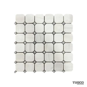 TUQCO Natural Stone Octagon Dolomite Tumbled Marble Mosaic Tile