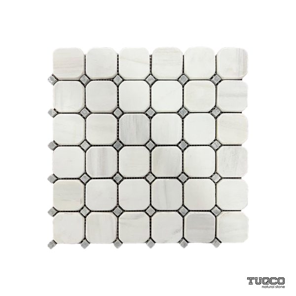 TUQCO Natural Stone Octagon Dolomite Tumbled Marble Mosaic Tile