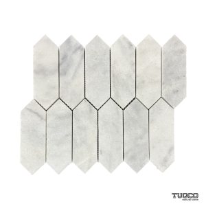 TUQCO Natural Stone Picket Carrara Honed Marble Mosaic Tile