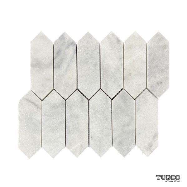 TUQCO Natural Stone Picket Carrara Honed Marble Mosaic Tile