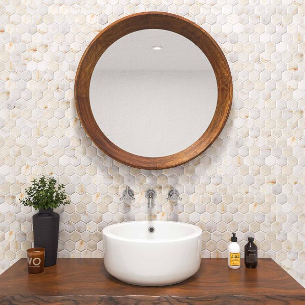 TUQCO Natural Stone 2" Hexagon Golden Tumbled Marble Mosaic Tile - Image 2