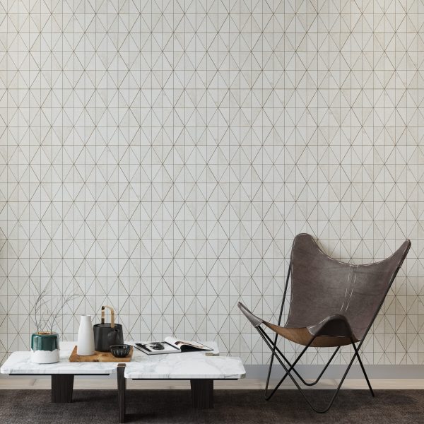 TUQCO Natural Stone Triangle Limestone Brushed Marble Mosaic Tile Room