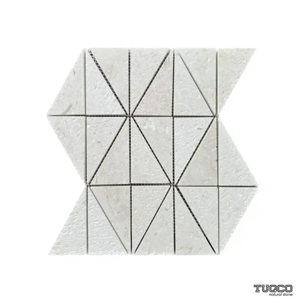TUQCO Natural Stone Triangle Limestone Brushed Marble Mosaic Tile