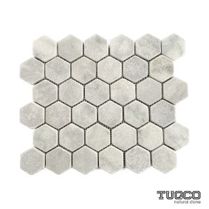 TUQCO Natural Stone 2" Hexagon Carrara Tumbled Marble Mosaic Tile