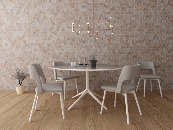 TUQCO Natural Stone 2" Hexagon Travertine Valencia Honed Marble Mosaic Tile Dining Room